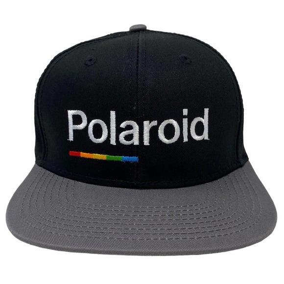 Polaroid Camera Men's Officially Licensed Embroidered Flat Bill Snapback Hat Cap - Picture 2 of 5